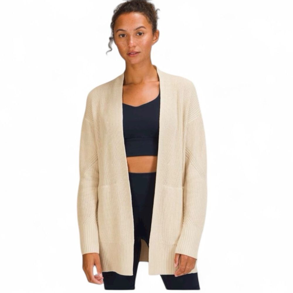 Lululemon light tan cashlu open front cardigan size XS/Small